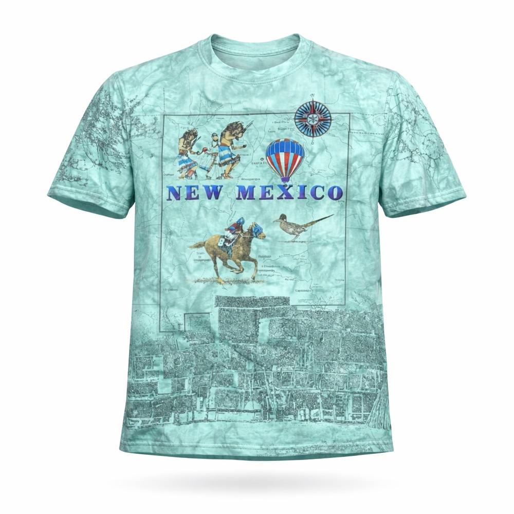 VTG Unbranded Men’s New Mexico Tie Dye Map AOP Print Western Native Southwestern